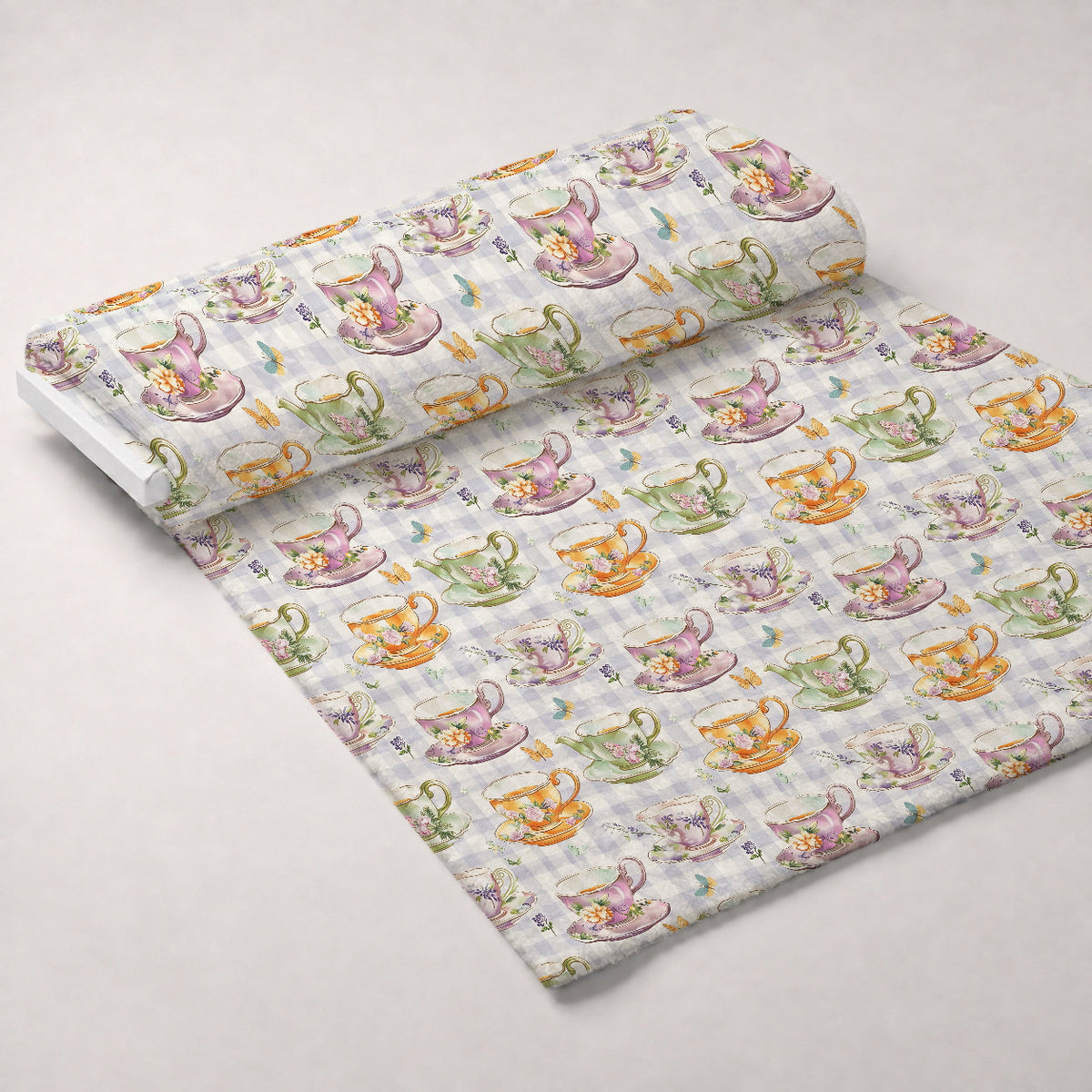 Lavender Teacups Pattern 5 Minky Fabric