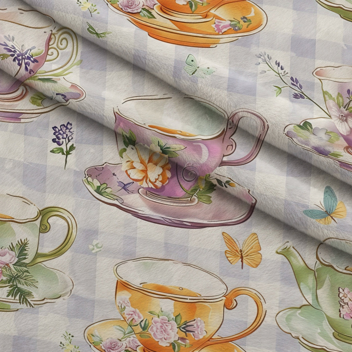 Lavender Teacups Pattern 5 Minky Fabric