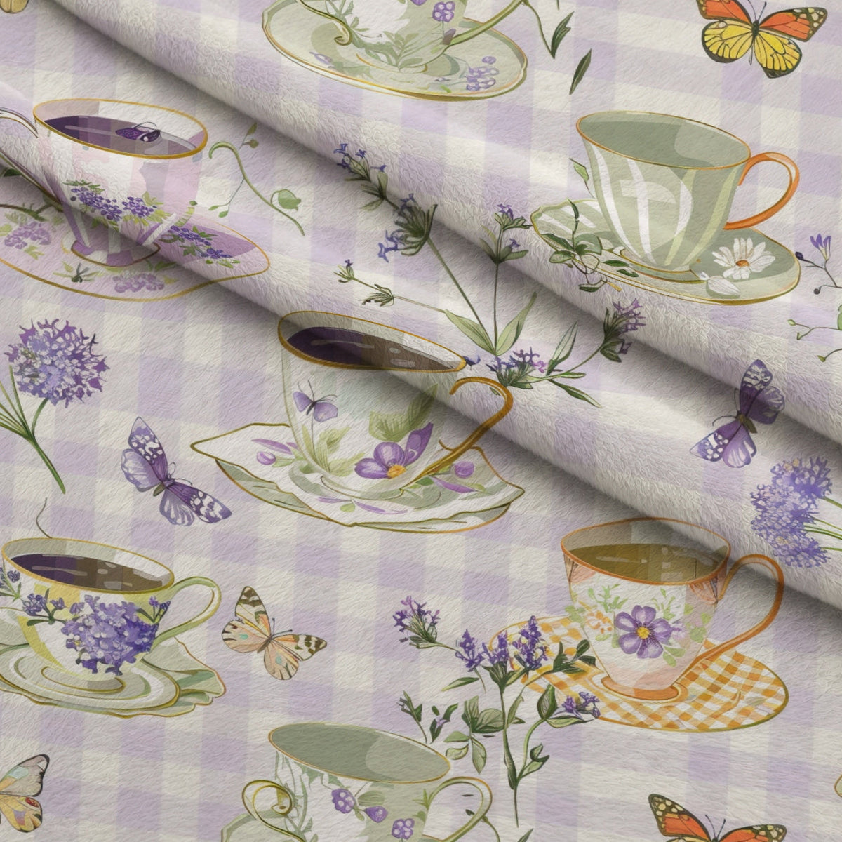Lavender Teacups Pattern 6 Minky Fabric