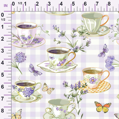 Lavender Teacups Pattern 6 Minky Fabric