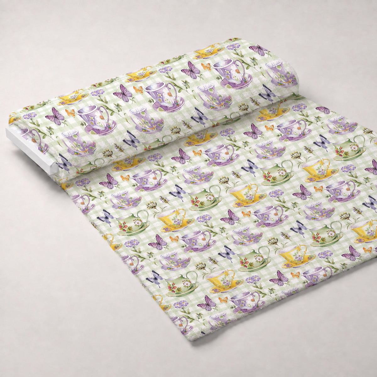 Lavender Teacups Pattern 7 Minky Fabric