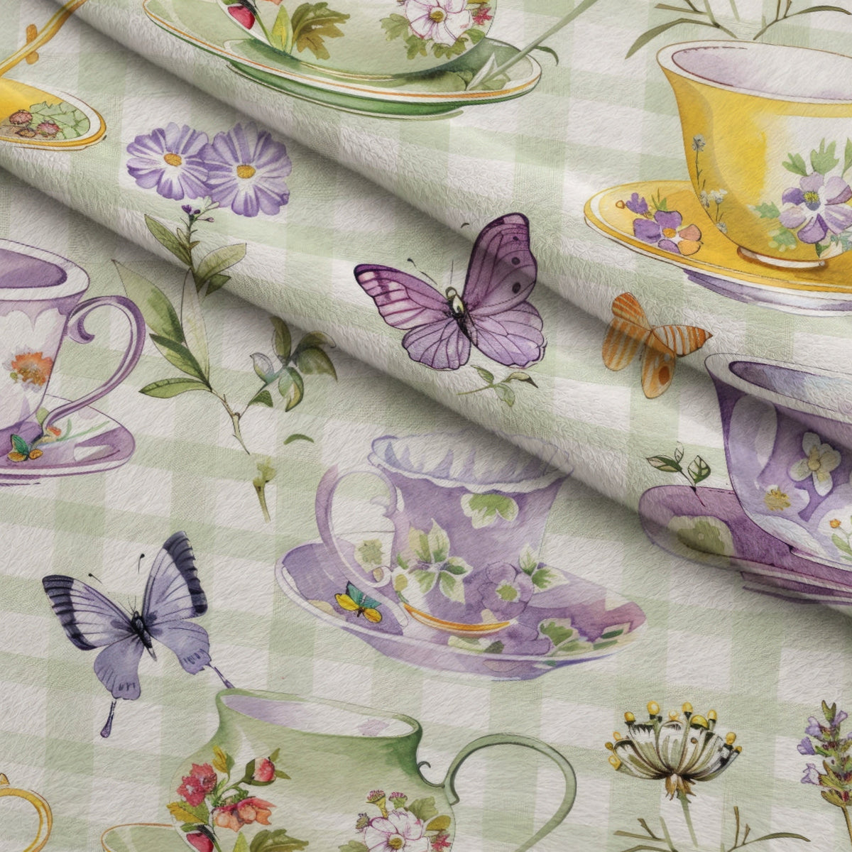 Lavender Teacups Pattern 7 Minky Fabric