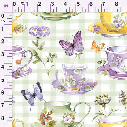 Lavender Teacups Pattern 7 Minky Fabric