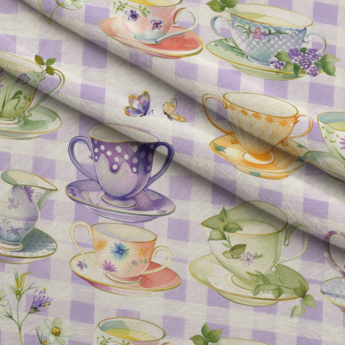 Lavender Teacups Pattern 8 Minky Fabric