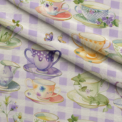 Lavender Teacups Pattern 8 Minky Fabric