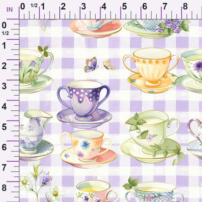 Lavender Teacups Pattern 8 Minky Fabric