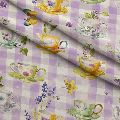 Lavender Teacups Pattern 9 Minky Fabric