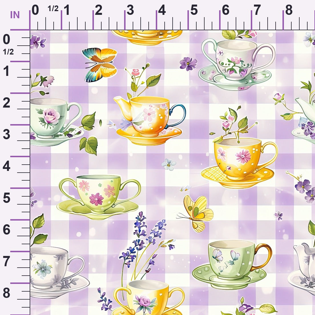 Lavender Teacups Pattern 9 Minky Fabric