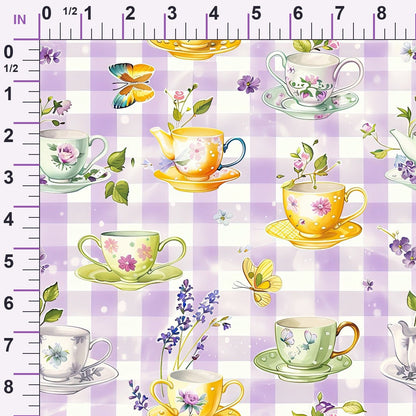 Lavender Teacups Pattern 9 Minky Fabric
