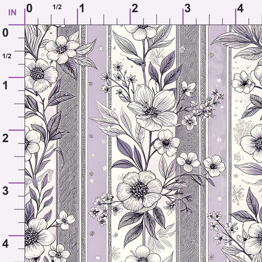 Lavender Vintage Cottagecore Pattern 1 Minky Fabric