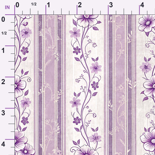 Lavender Vintage Cottagecore Pattern 2 Minky Fabric