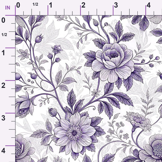 Lavender Vintage Cottagecore Pattern 3 Minky Fabric