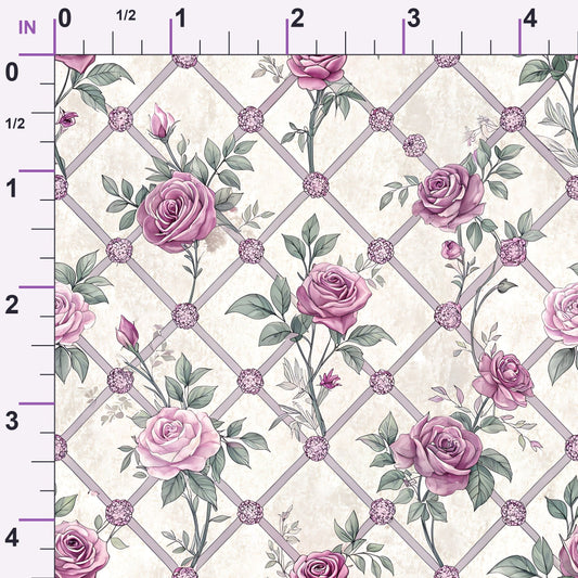 Lavender Vintage Cottagecore Pattern 4 Minky Fabric
