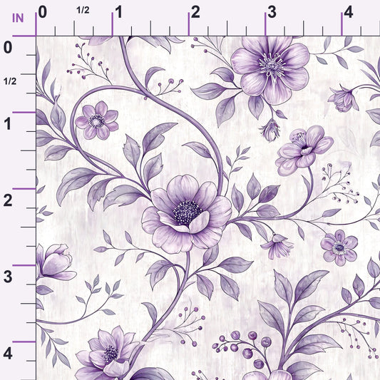 Lavender Vintage Cottagecore Pattern 5 Minky Fabric