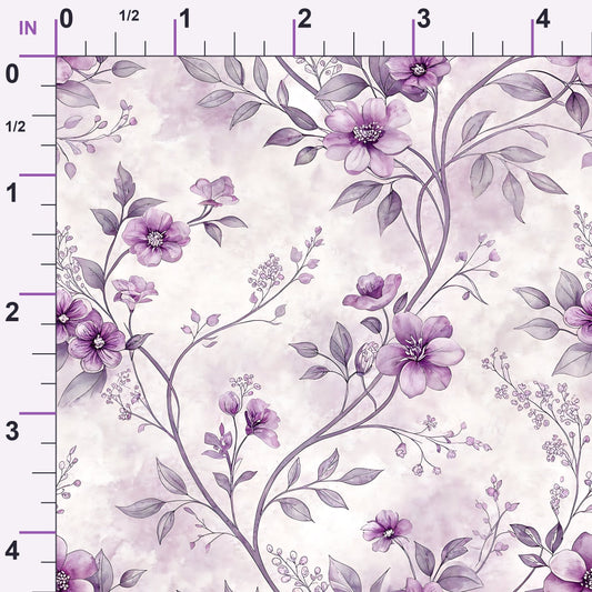 Lavender Vintage Cottagecore Pattern 6 Minky Fabric