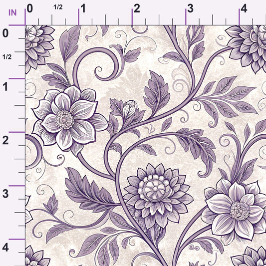 Lavender Vintage Cottagecore Pattern 7 Minky Fabric