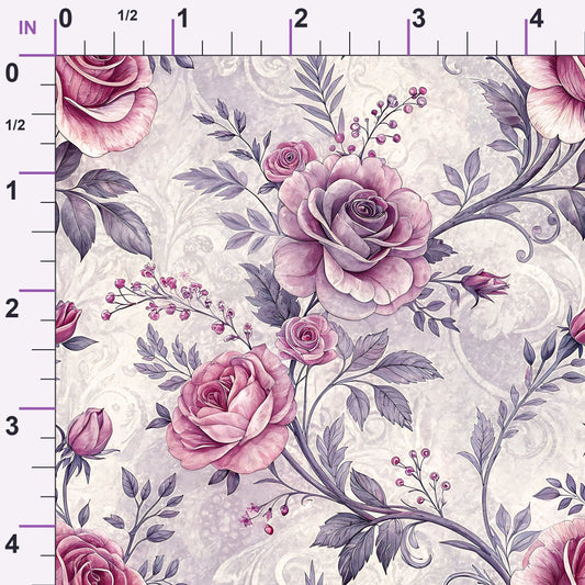 Lavender Vintage Cottagecore Pattern 8 Minky Fabric