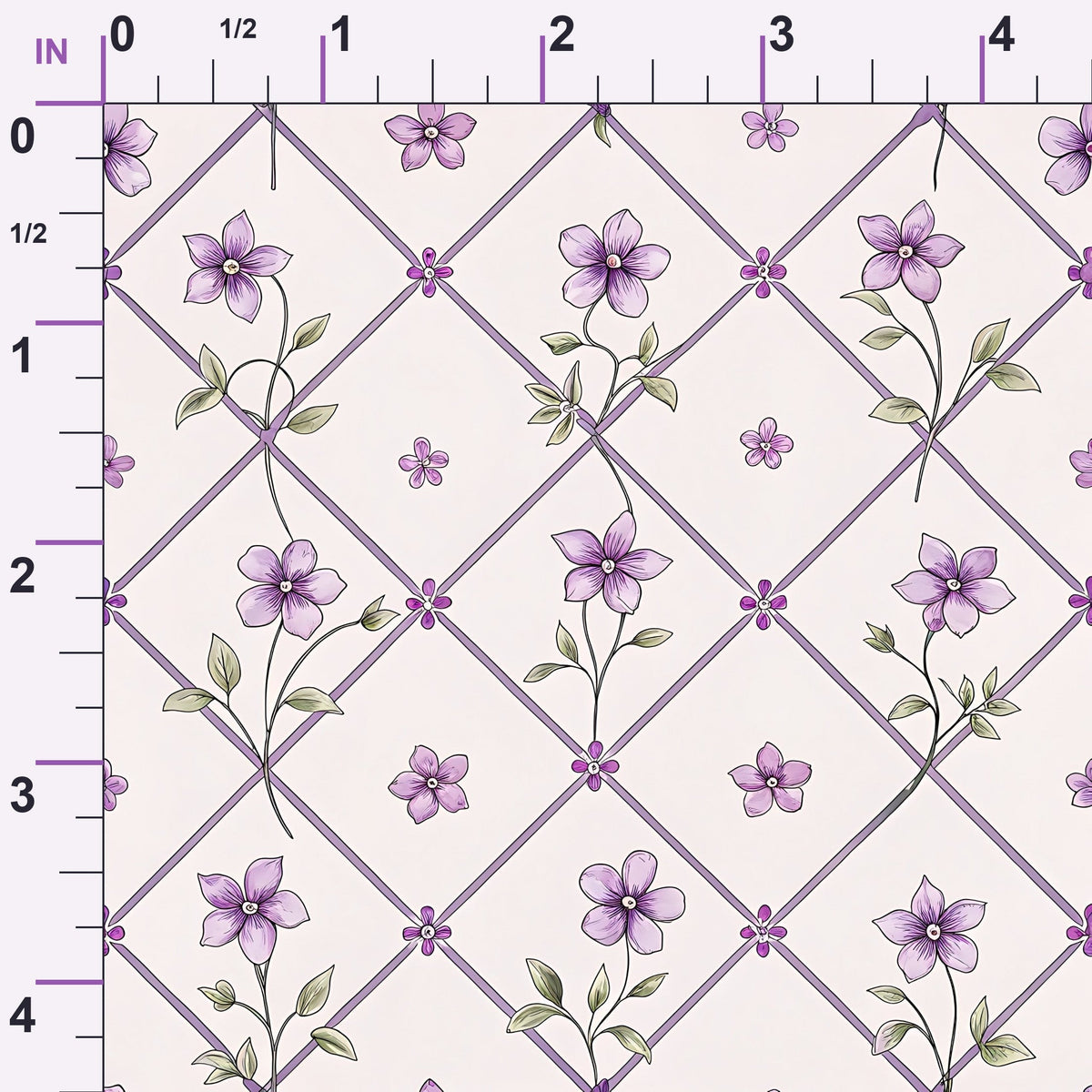 Lilac Ribbon Trellis Pattern 11 Minky Fabric
