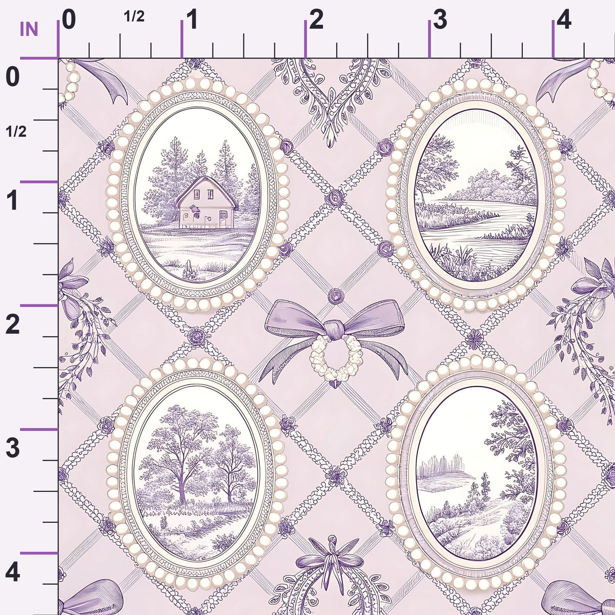 Lilac Ribbon Trellis Pattern 5 Minky Fabric