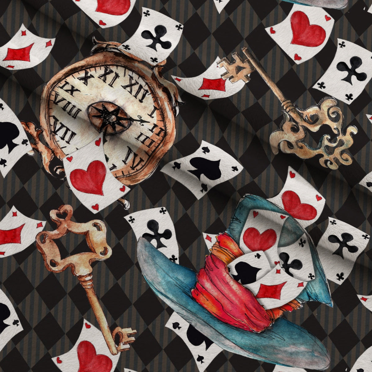 Mad Hatter Harlequin Pattern 7 Minky Fabric