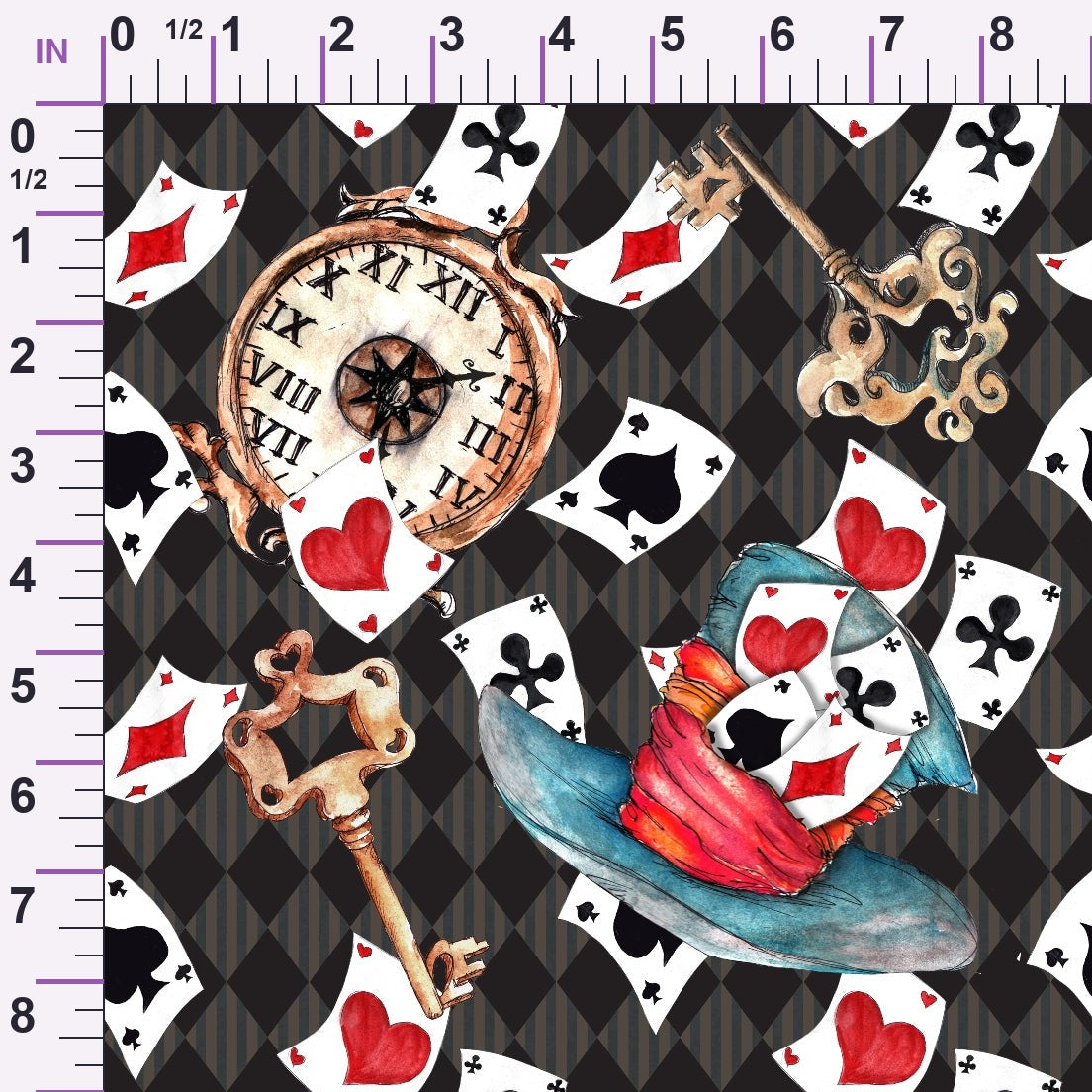 Mad Hatter Harlequin Pattern 7 Minky Fabric
