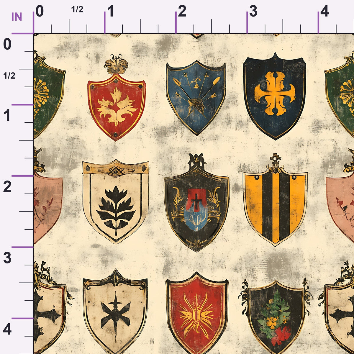 Medieval Heraldry Pattern 3 Minky Fabric