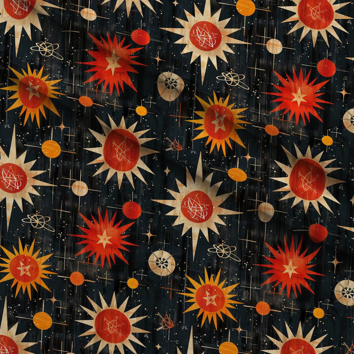 Midcentury Cosmos Pattern 14 Minky Fabric