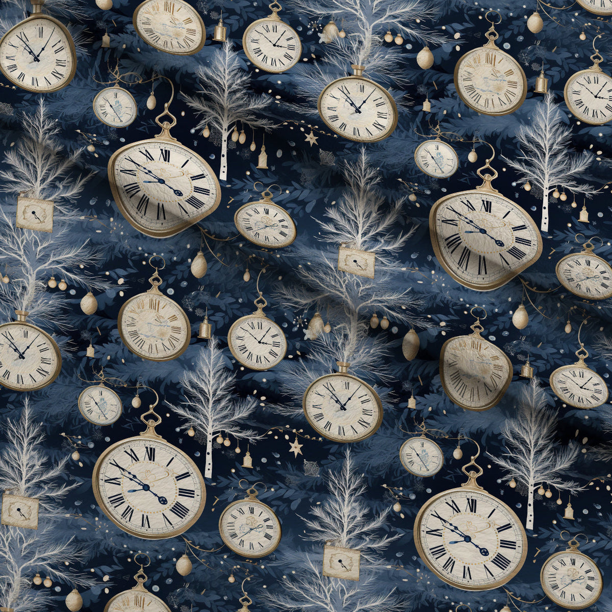 Midnight Clockwork Pattern 1 Minky Fabric