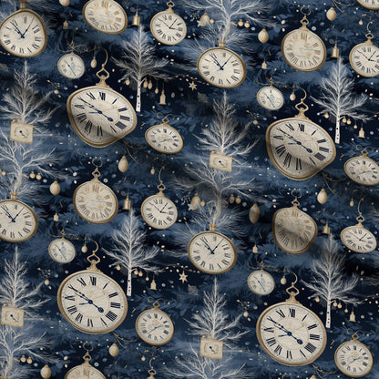 Midnight Clockwork Pattern 1 Minky Fabric