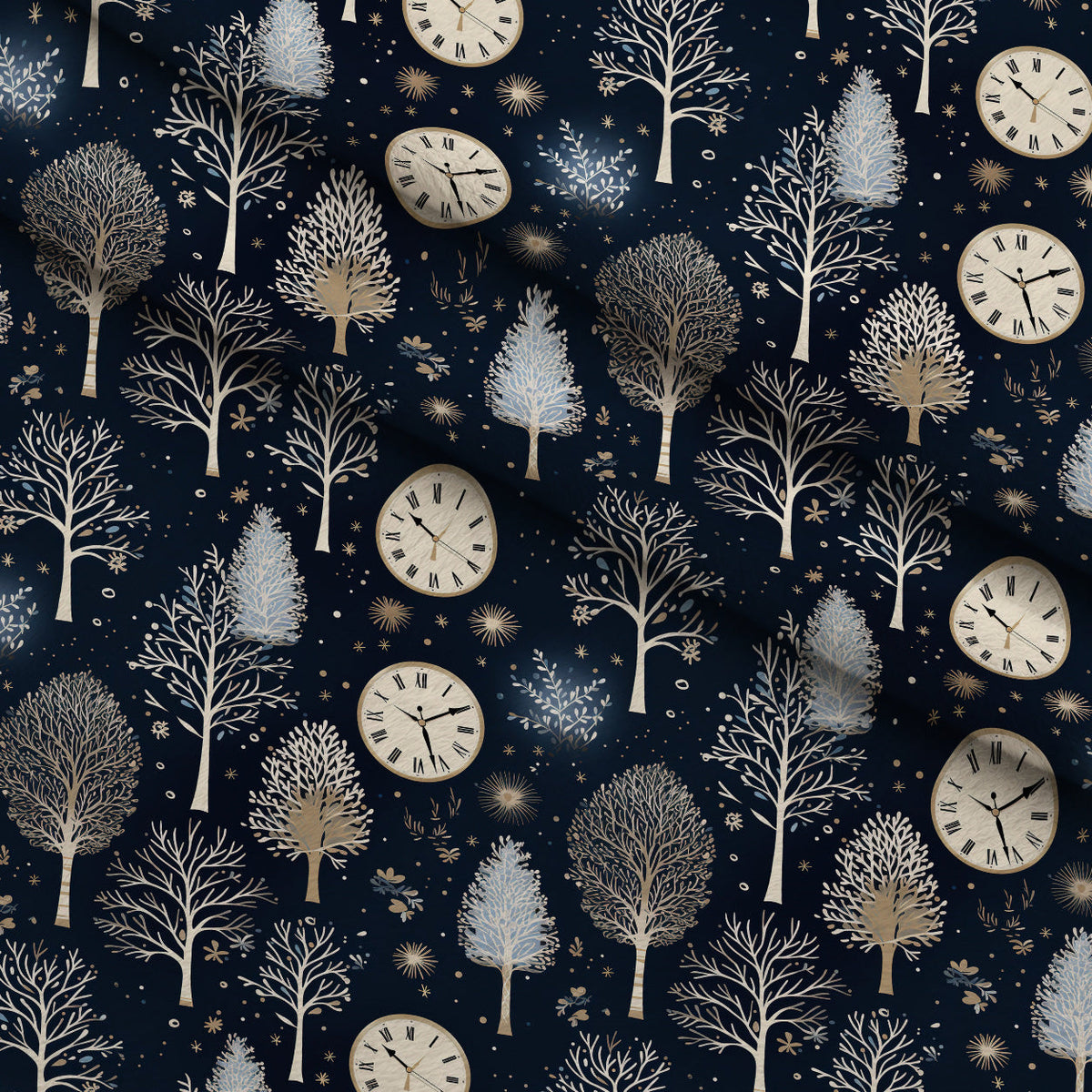 Midnight Clockwork Pattern 10 Minky Fabric