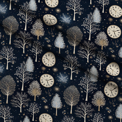 Midnight Clockwork Pattern 10 Minky Fabric