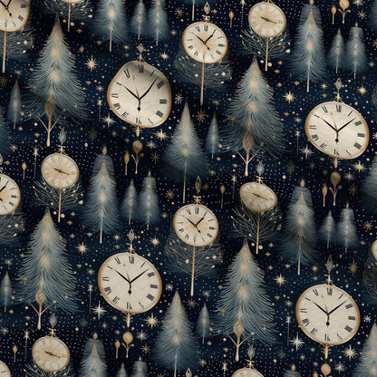 Midnight Clockwork Pattern 12 Minky Fabric