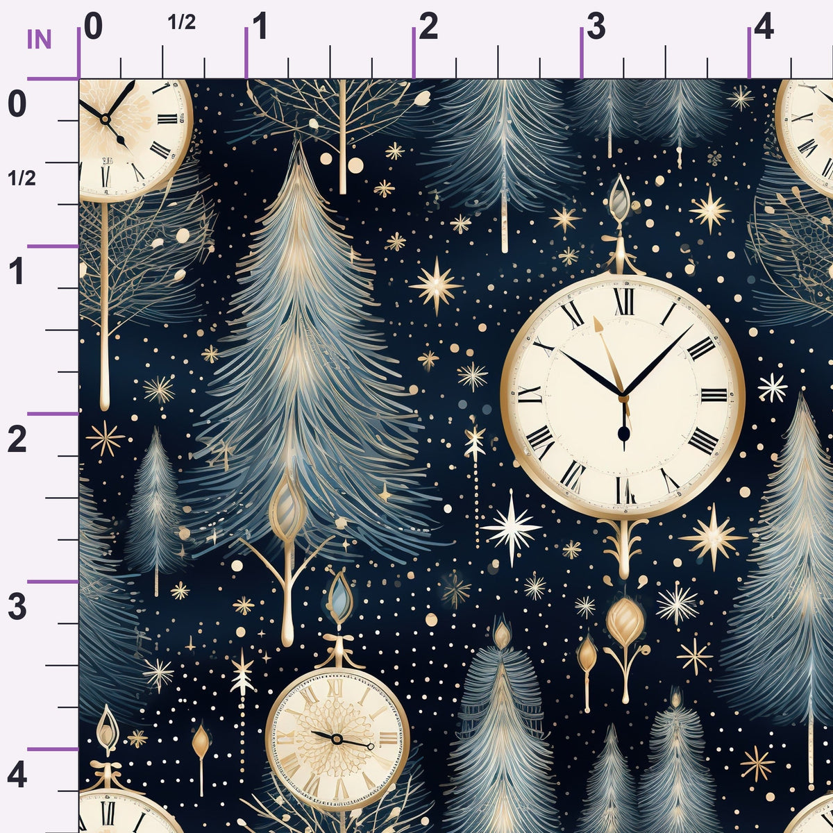 Midnight Clockwork Pattern 12 Minky Fabric