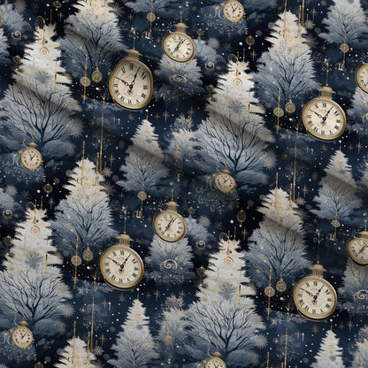 Midnight Clockwork Pattern 2 Minky Fabric