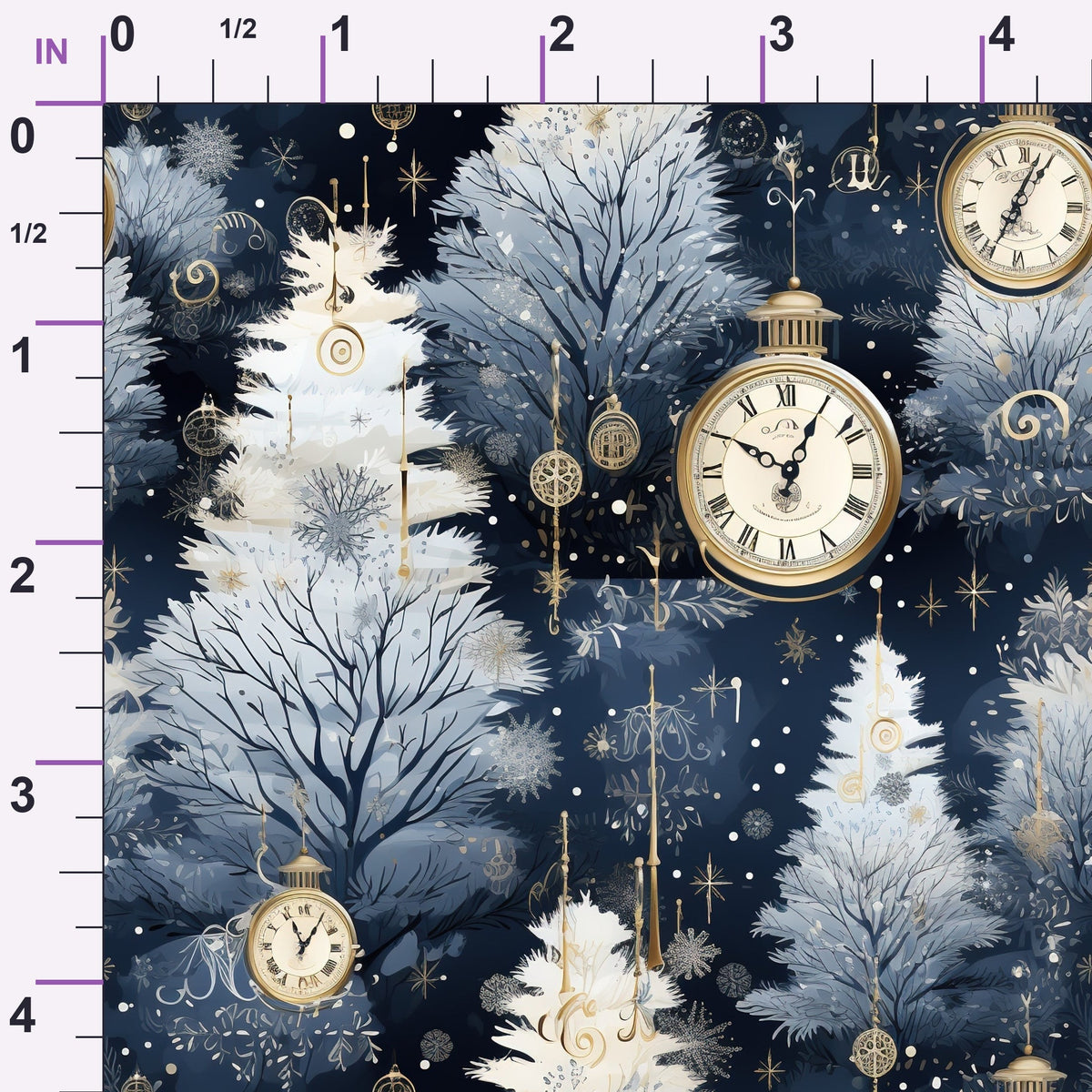 Midnight Clockwork Pattern 2 Minky Fabric