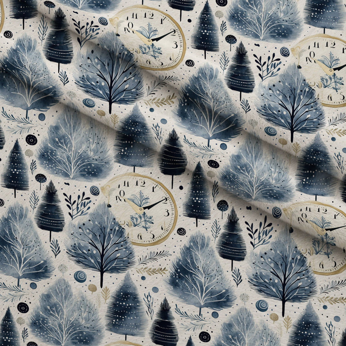 Midnight Clockwork Pattern 3 Minky Fabric