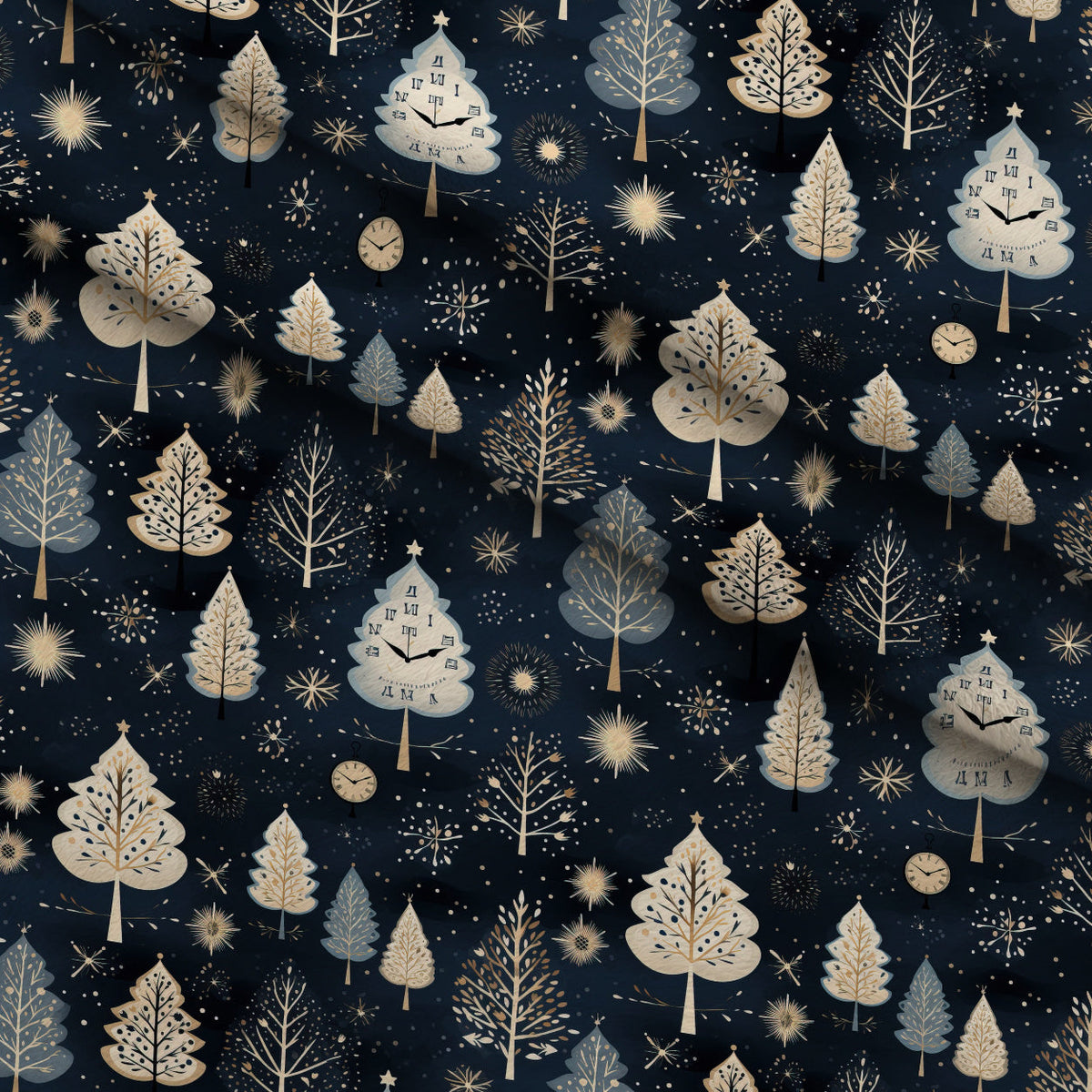 Midnight Clockwork Pattern 4 Minky Fabric
