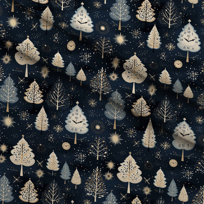 Midnight Clockwork Pattern 4 Minky Fabric