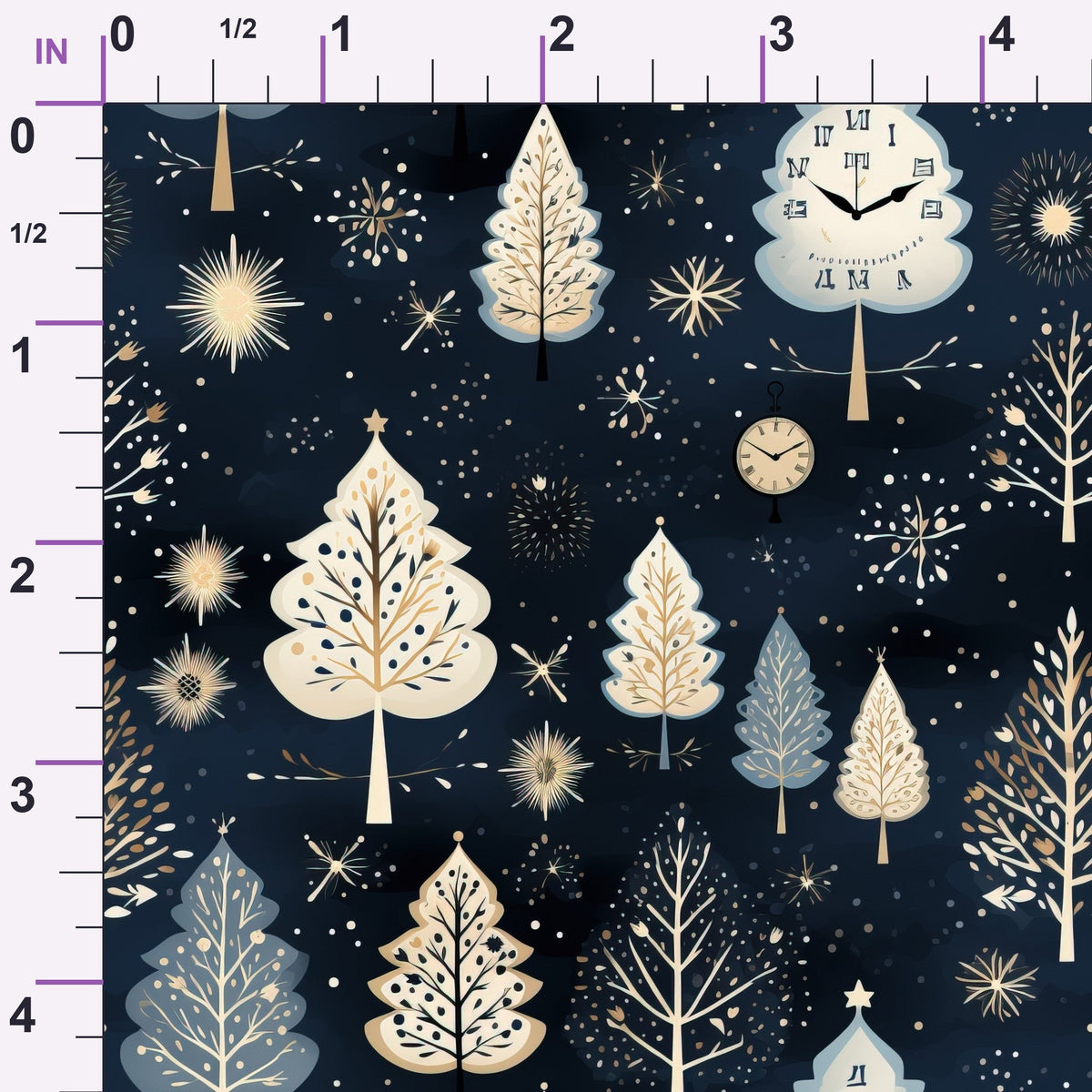 Midnight Clockwork Pattern 4 Minky Fabric