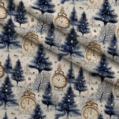 Midnight Clockwork Pattern 5 Minky Fabric