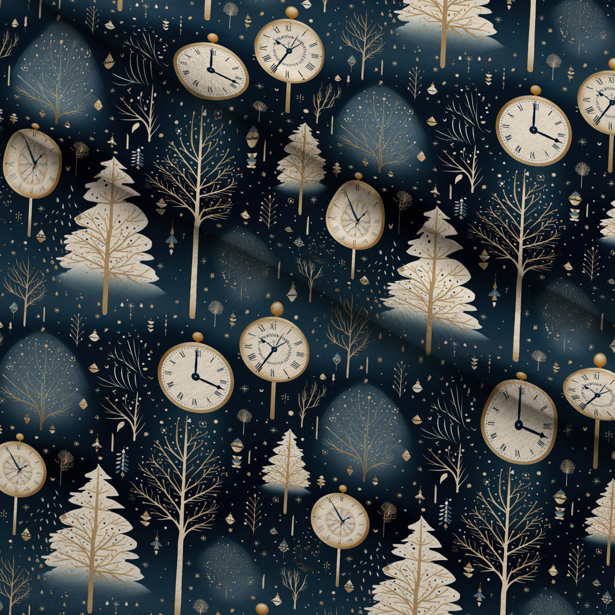 Midnight Clockwork Pattern 6 Minky Fabric