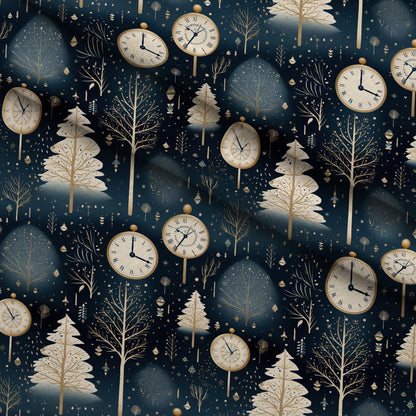 Midnight Clockwork Pattern 6 Minky Fabric