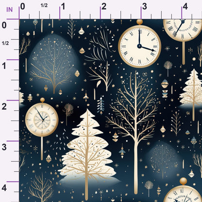 Midnight Clockwork Pattern 6 Minky Fabric