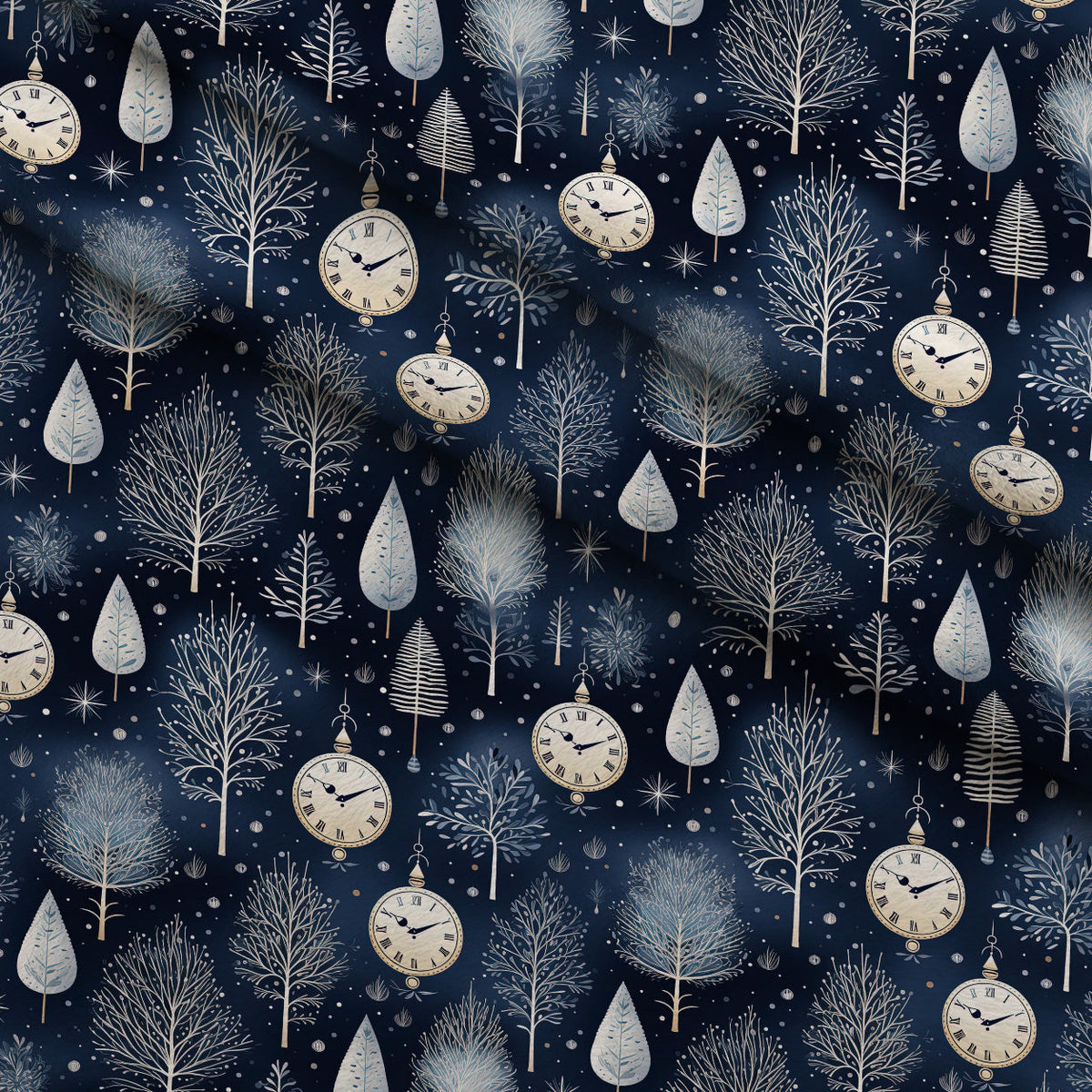 Midnight Clockwork Pattern 7 Minky Fabric