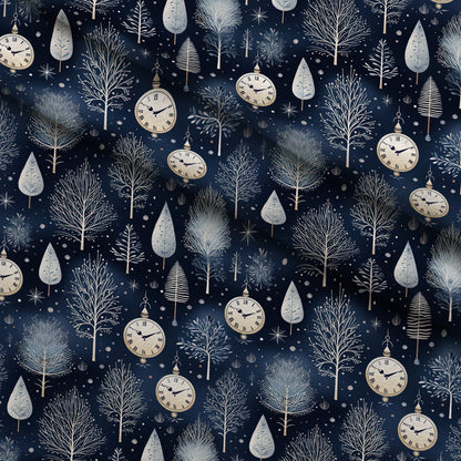 Midnight Clockwork Pattern 7 Minky Fabric