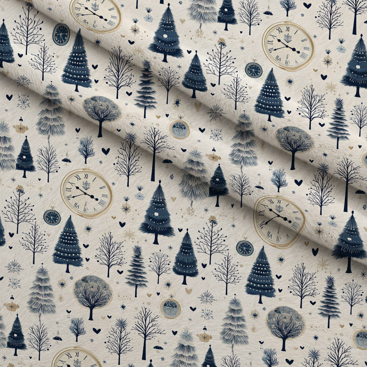 Midnight Clockwork Pattern 8 Minky Fabric