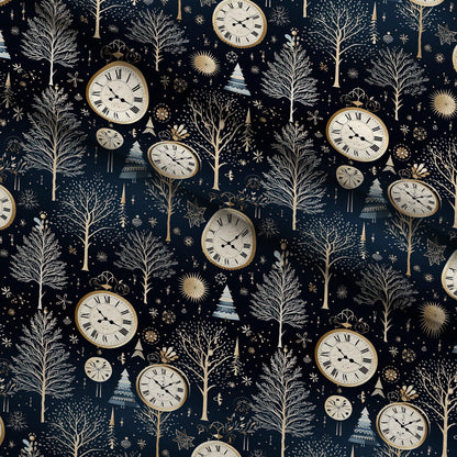 Midnight Clockwork Pattern 9 Minky Fabric