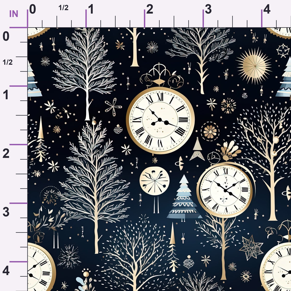 Midnight Clockwork Pattern 9 Minky Fabric
