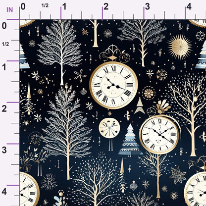 Midnight Clockwork Pattern 9 Minky Fabric