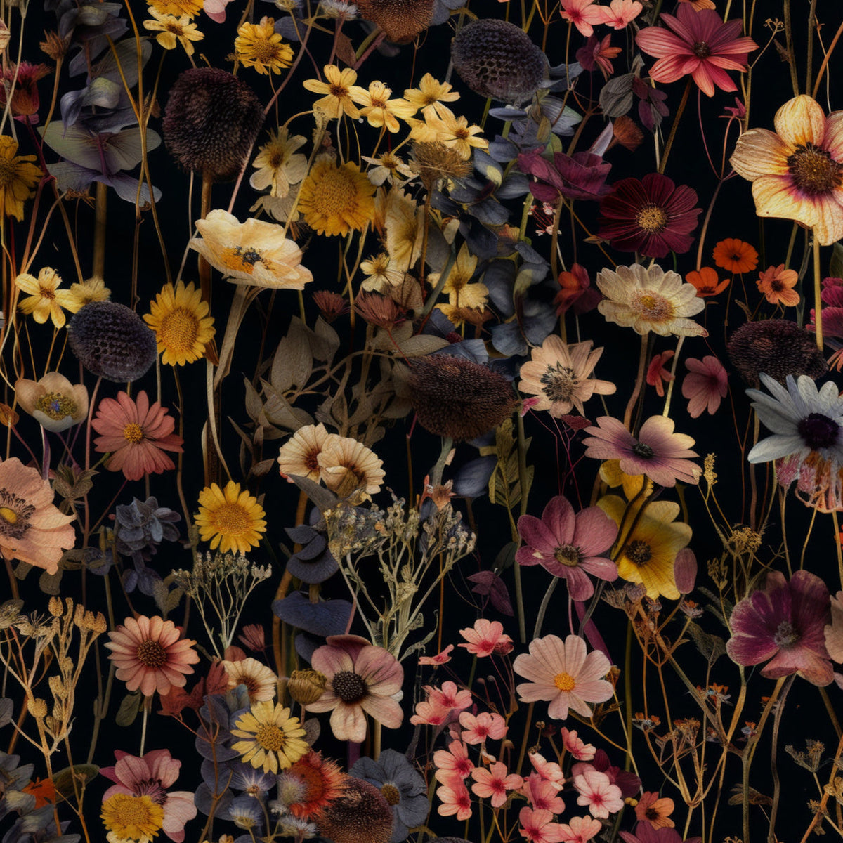 Midnight Herbarium Pattern 1 Minky Fabric